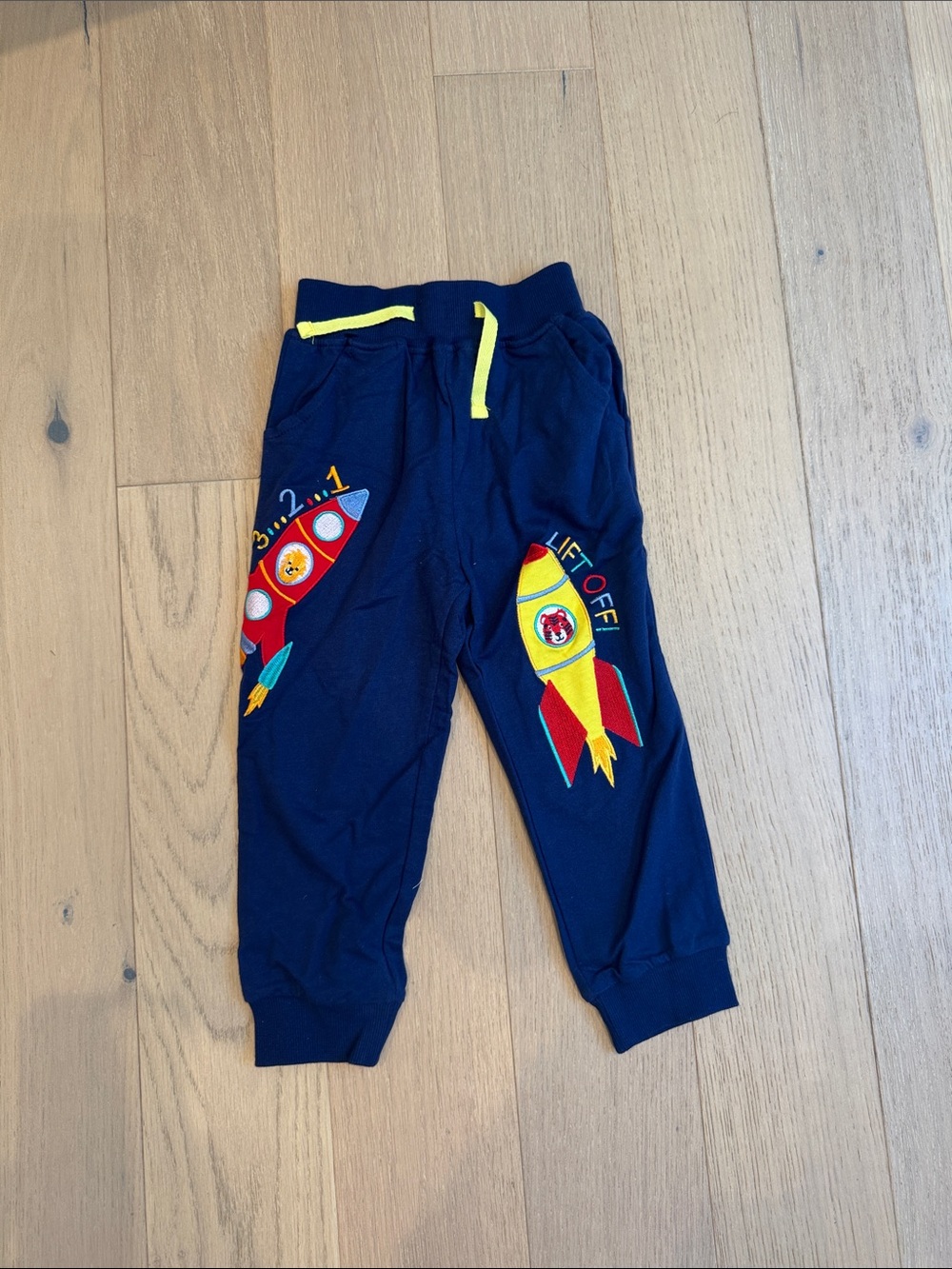 Kids Navy Rocket Joggers with Yellow Trim